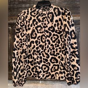 Cheetah Print Long-Sleeve Blouse